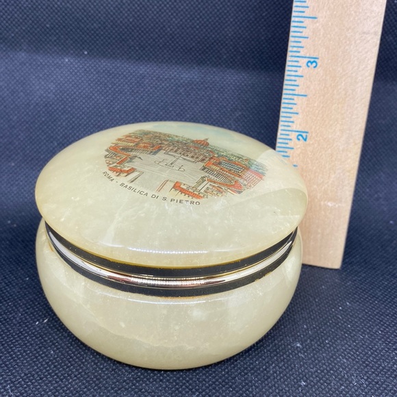 Accents | Vintage Alabaster Roma S Pietro Hinged Round Trinket Box ...